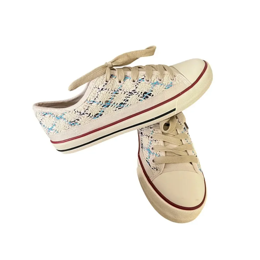 Mesh Canvas Boho Crochet Breathable Sneaker Sz 9
